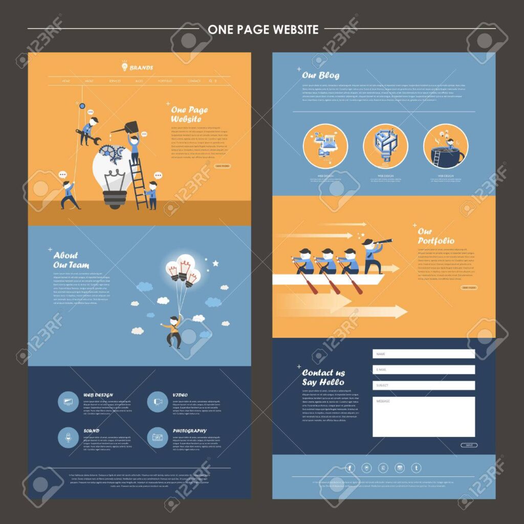 Illustrations modernes représentant un pack starter pour création de site vitrine